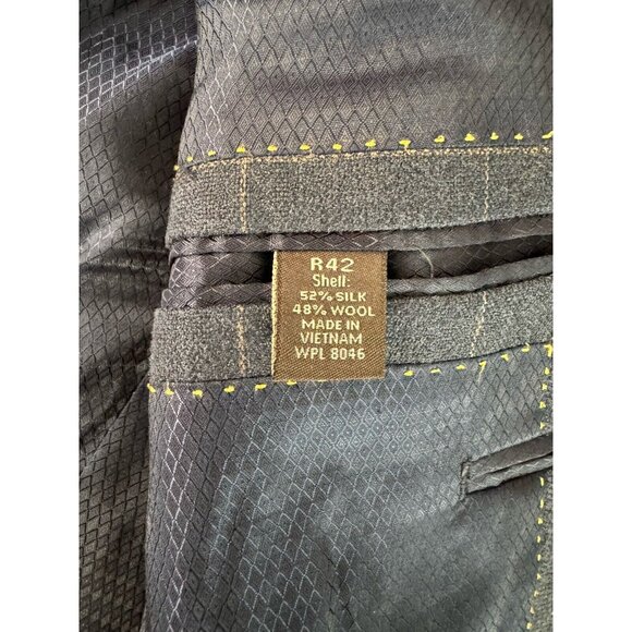 TASSO ELBA Men's Charcoal Gray W/ Brown Stripe Square Pattern Sport Coat 42R - Picture 8 of 9